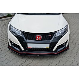 Накладка сплиттер на передний бампер вариант 2 на Honda Civic IX Type R